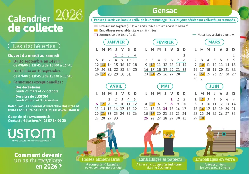 calendrier Ustom Gensac 2026