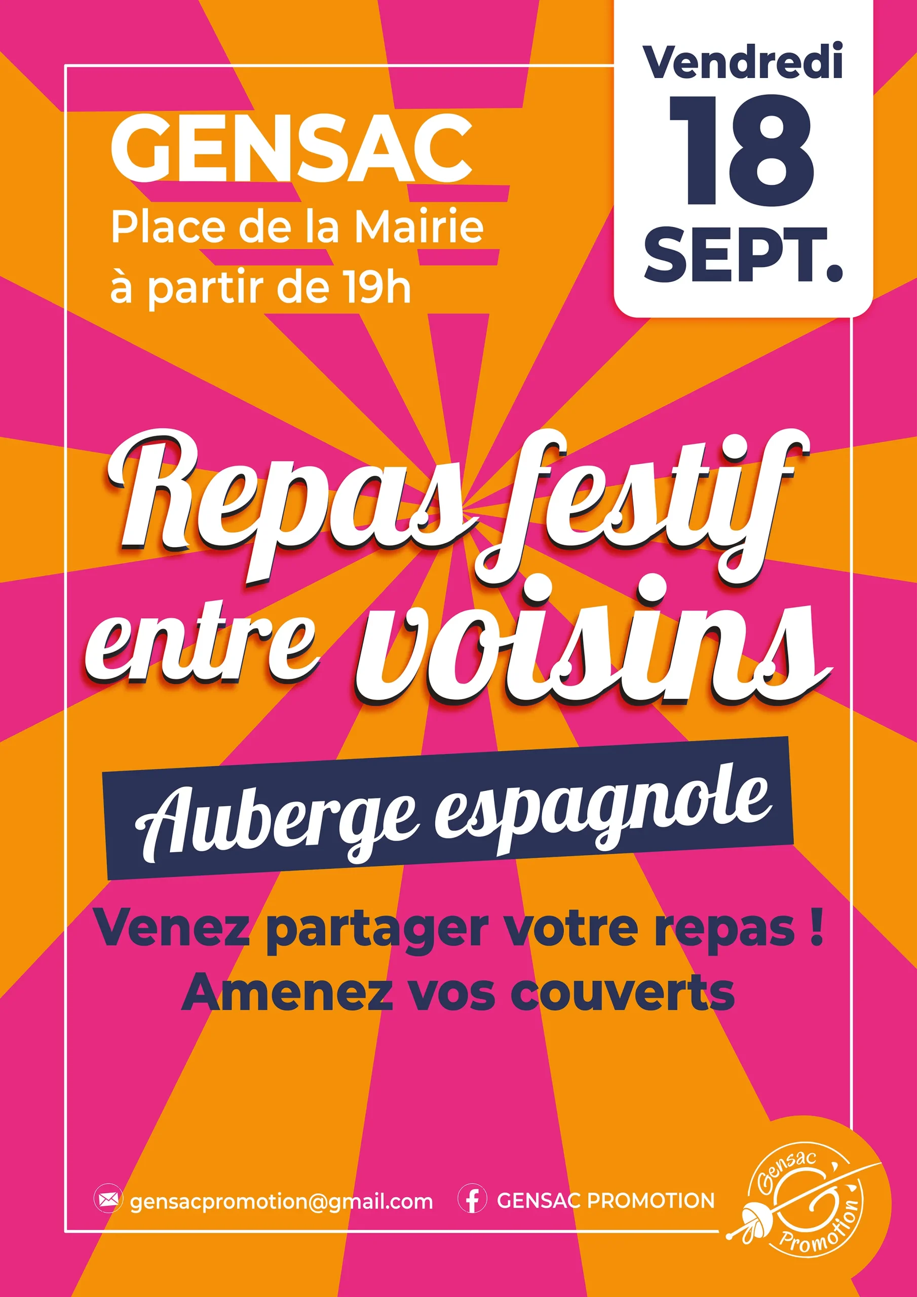 Repas festif entre voisins à Gensac