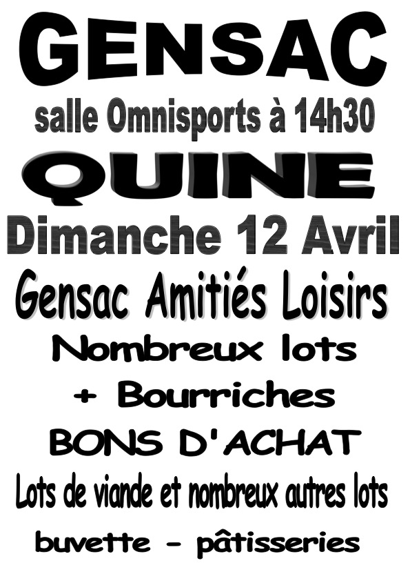 Quine à Gensac de l'association Amitiés Loisirs
