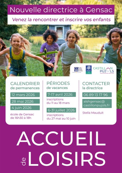 Permanences de la nouvelle directrice de l'ALSH de Gensac