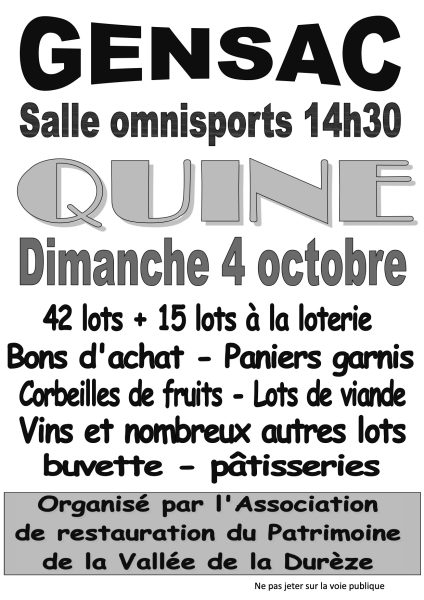 Quine à Gensac le 4 octobre 2026