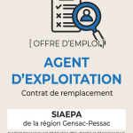 Le syndicat d’assainissement recherche un(e) agent(e) d’exploitation pour assurer le remplacement d’un agent, du 17 août au 13 septembre 2026, sur le secteur de Gensac et Pessac-sur-Dordogne.