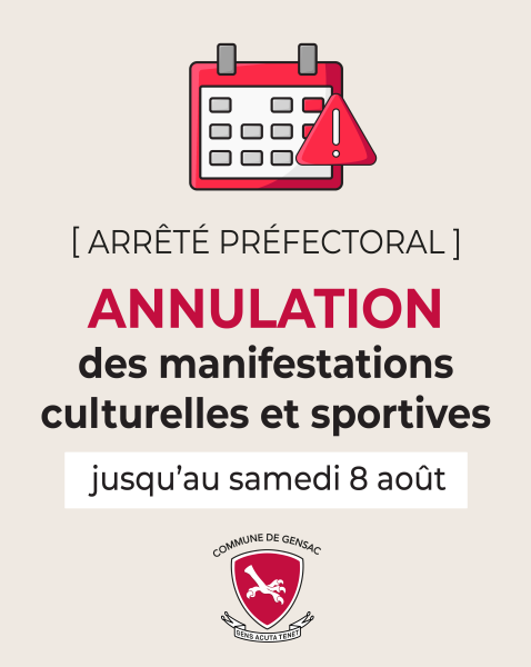 Par arrêté préfectoral, toutes les manifestations sportives et culturelles sont interdites en Gironde jusqu'au 8 août 2026 à 6h.