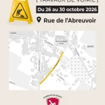 Des travaux de réfection de la chaussée seront réalisés rue de l’Abreuvoir, à Gensac, du 26 au 30 octobre 2026, de 8h30 à 18h.